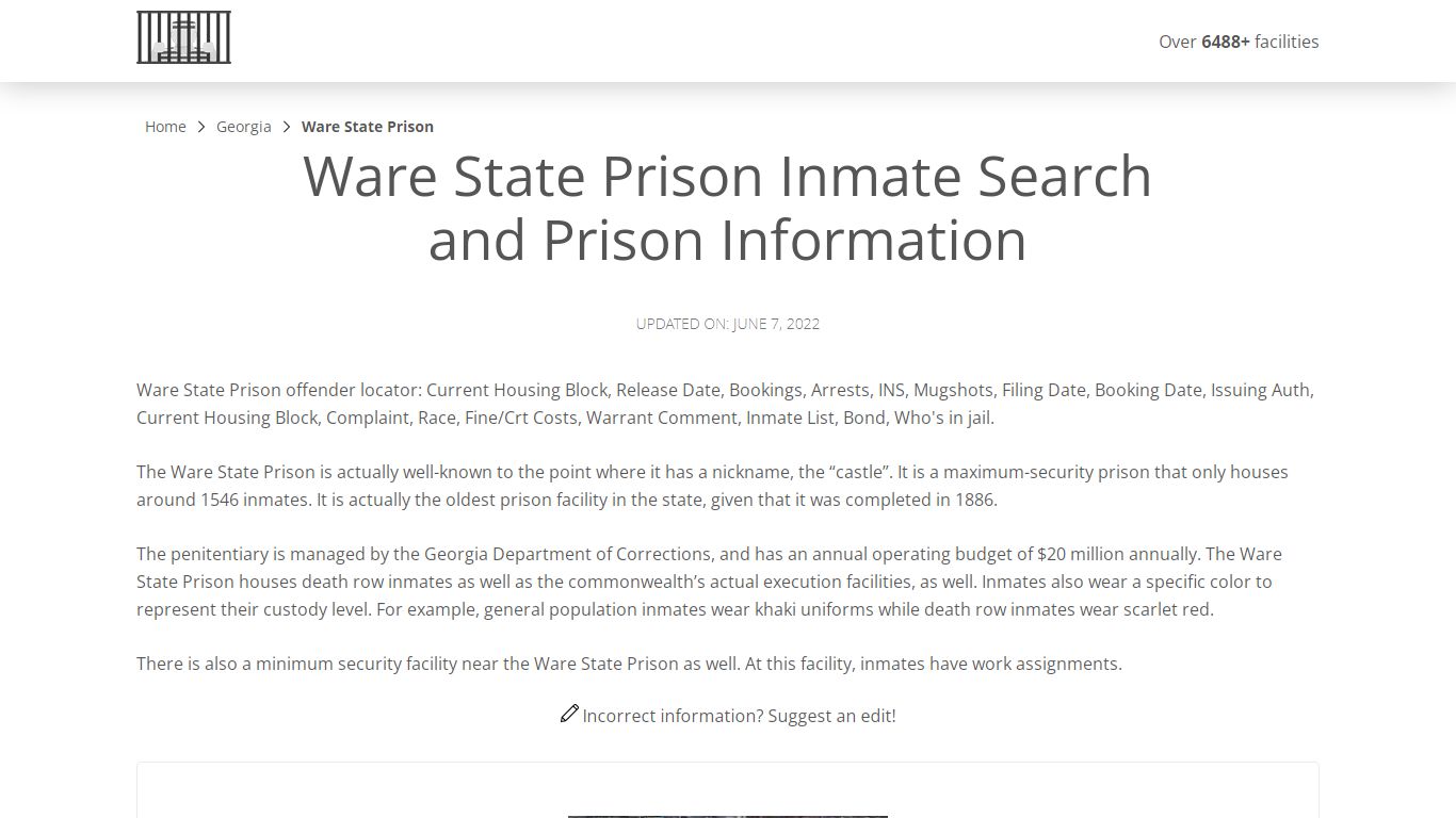 Ware State Prison Inmate Search, Visitation, Phone no ...
